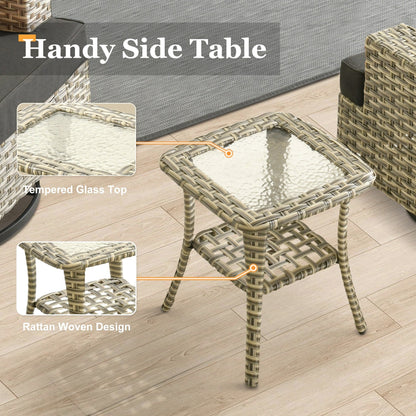 Set di mobili da giardino in vimini XIZZI da 8 pezzi con sedie girevoli