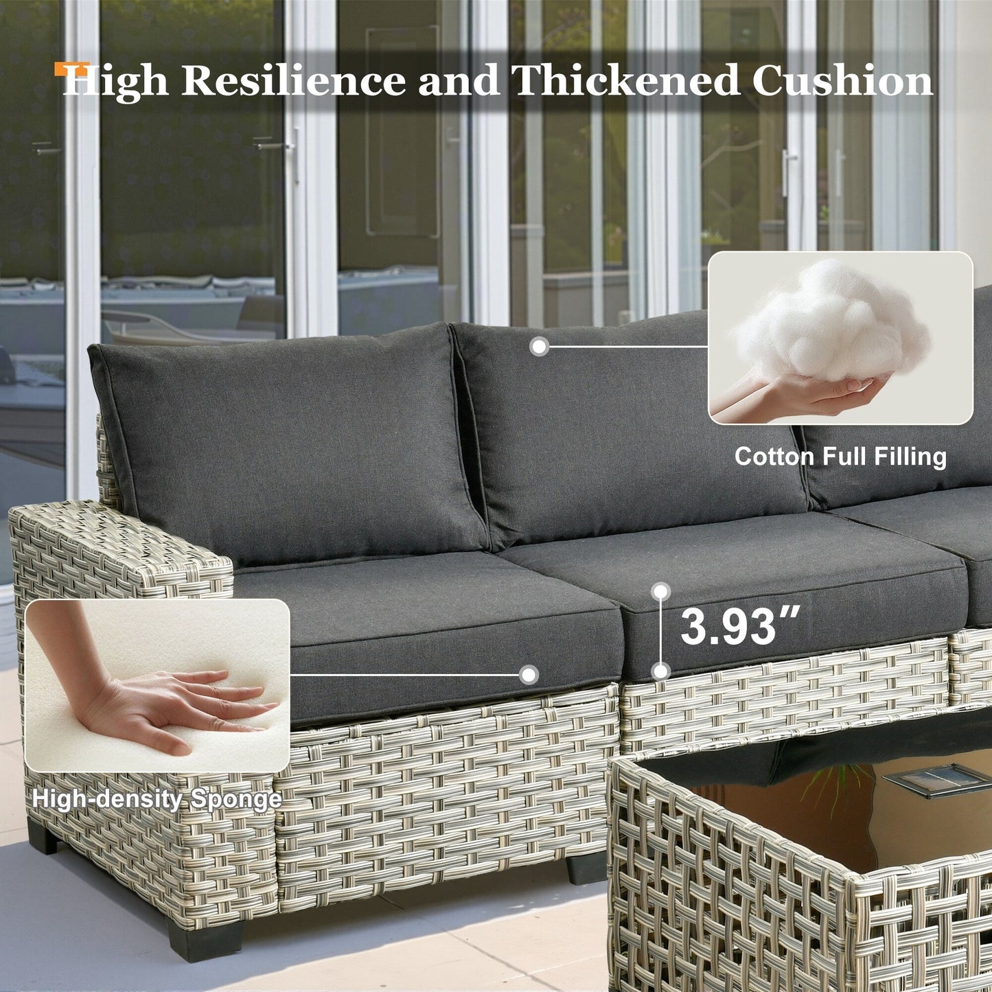 Set di mobili da giardino in vimini XIZZI da 8 pezzi con sedie girevoli