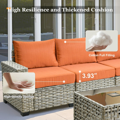 Set di mobili da giardino in vimini XIZZI da 8 pezzi con sedie girevoli