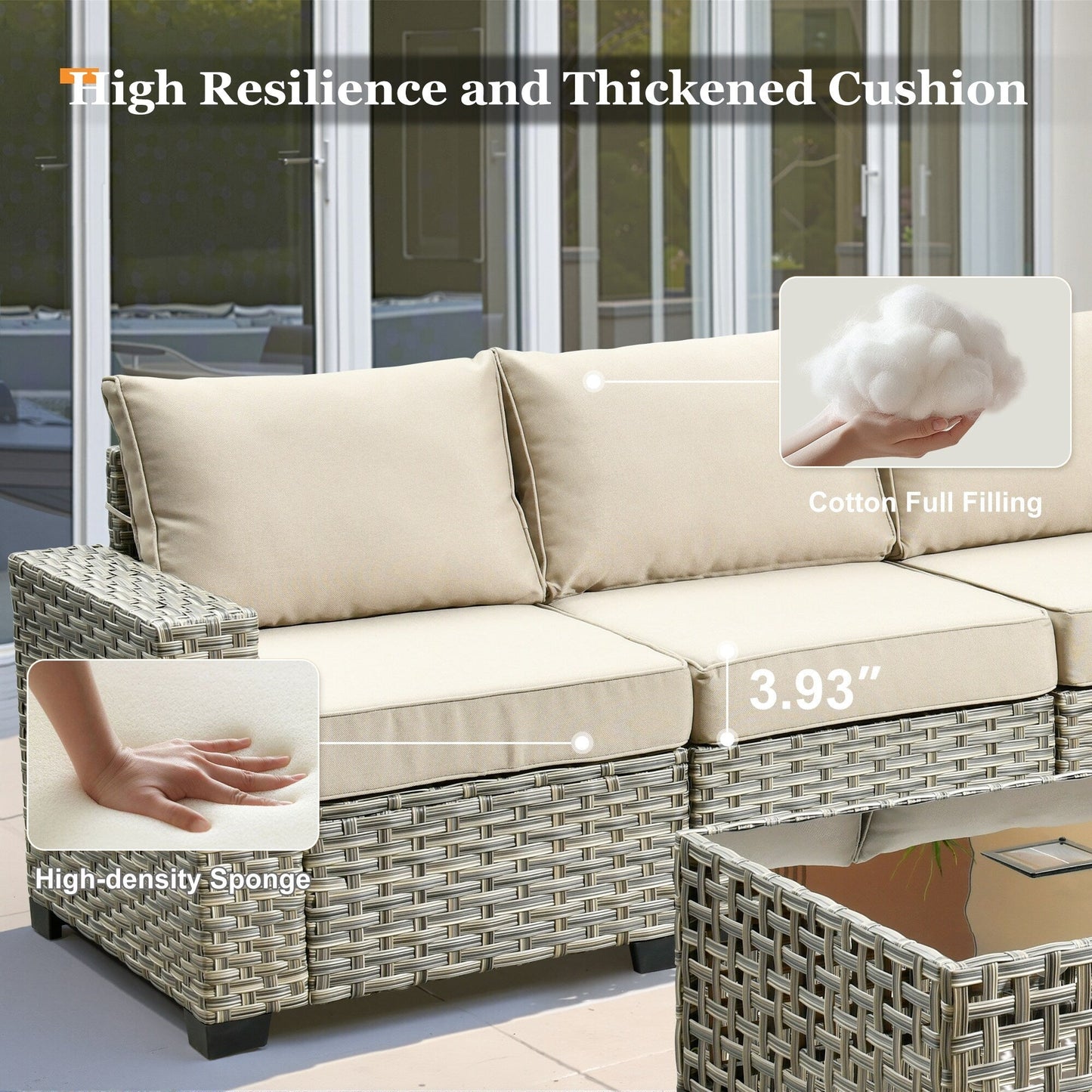 Set di mobili da giardino in vimini XIZZI da 8 pezzi con sedie girevoli