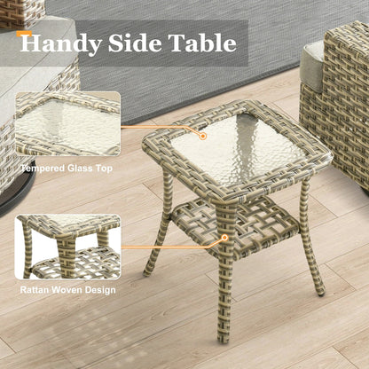 Set di mobili da giardino in vimini XIZZI da 8 pezzi con sedie girevoli