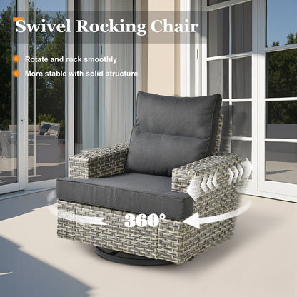 Set di mobili da giardino in vimini XIZZI da 8 pezzi con sedie girevoli