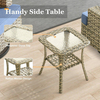 Set di mobili da giardino in vimini XIZZI da 8 pezzi con sedie girevoli