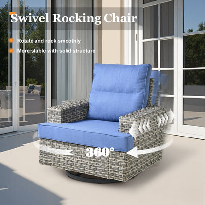 Set di mobili da giardino in vimini XIZZI da 8 pezzi con sedie girevoli