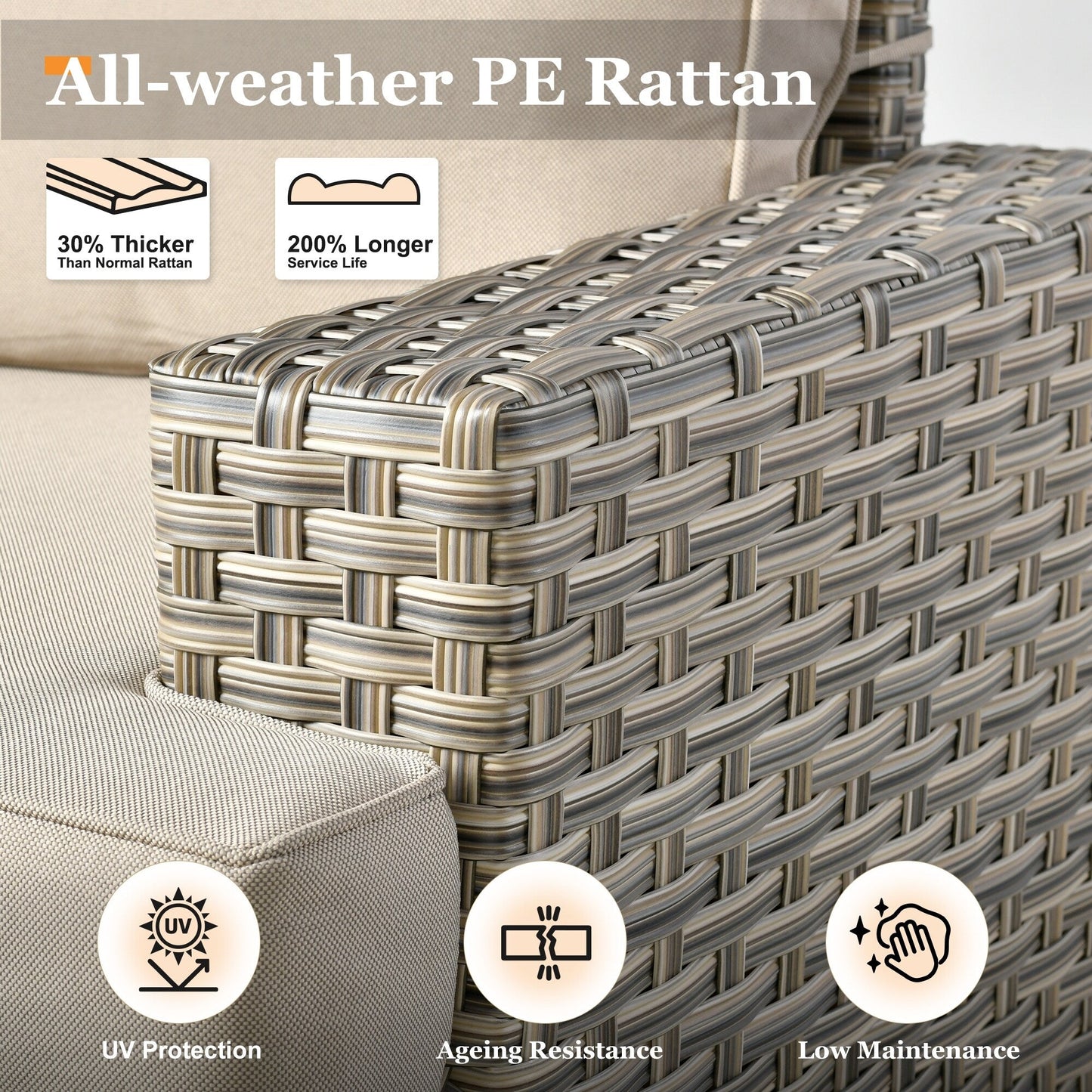 Set di mobili da giardino in vimini XIZZI da 8 pezzi con sedie girevoli