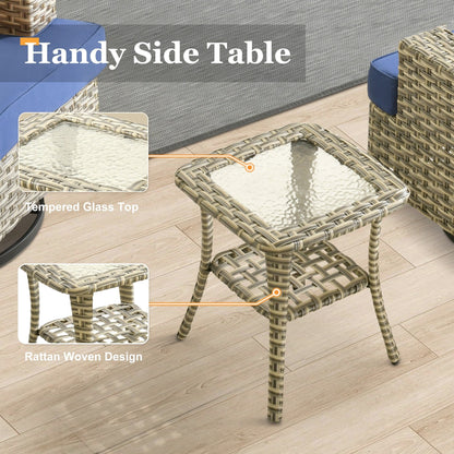 Set di mobili da giardino in vimini XIZZI da 8 pezzi con sedie girevoli