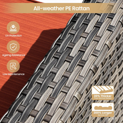 XIZZI 9 pezzi mobili da giardino in vimini sedia a dondolo girevole con tavolo braciere