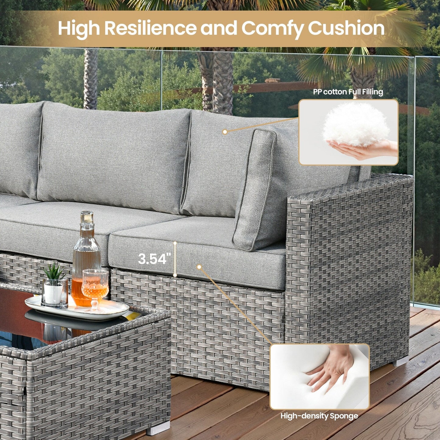 XIZZI 9 pezzi mobili da giardino in vimini sedia a dondolo girevole con tavolo braciere