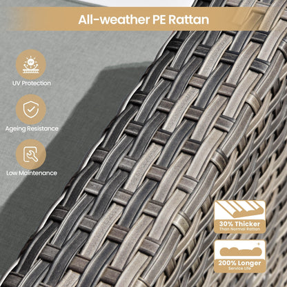 XIZZI 9 pezzi mobili da giardino in vimini sedia a dondolo girevole con tavolo braciere