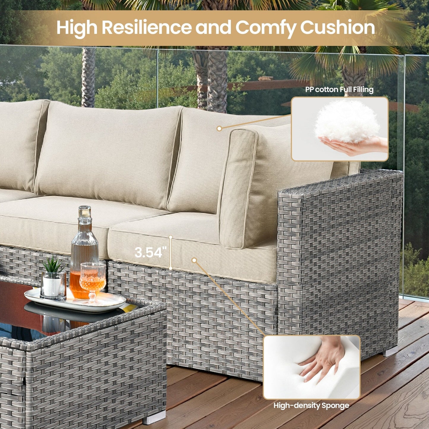 XIZZI 9 pezzi mobili da giardino in vimini sedia a dondolo girevole con tavolo braciere