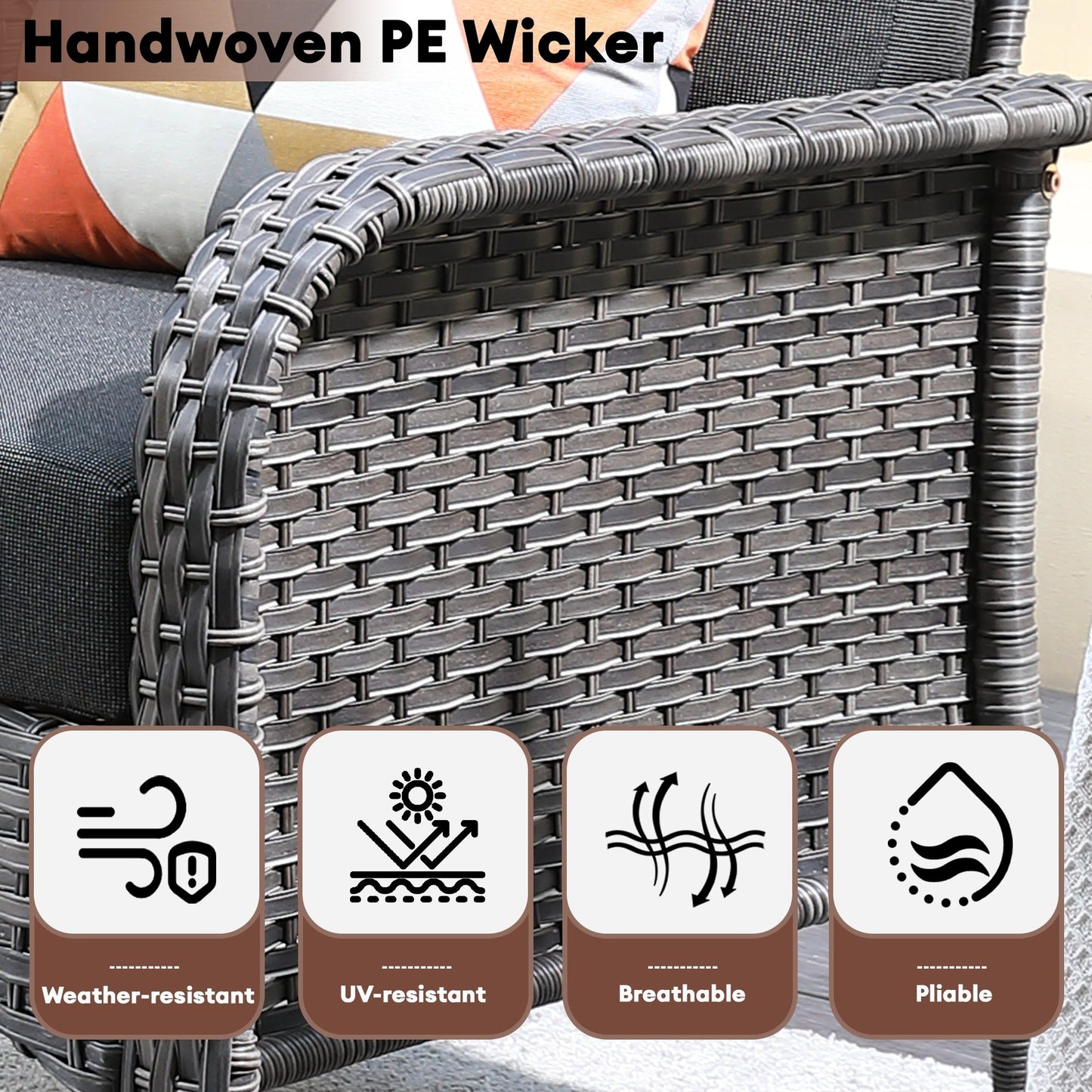 Set da conversazione per esterni XIZZI da 4 pezzi con tavolo