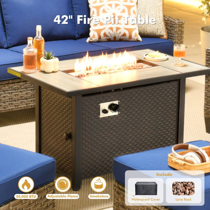 Set di mobili da esterno XIZZI con tavolo da fuoco