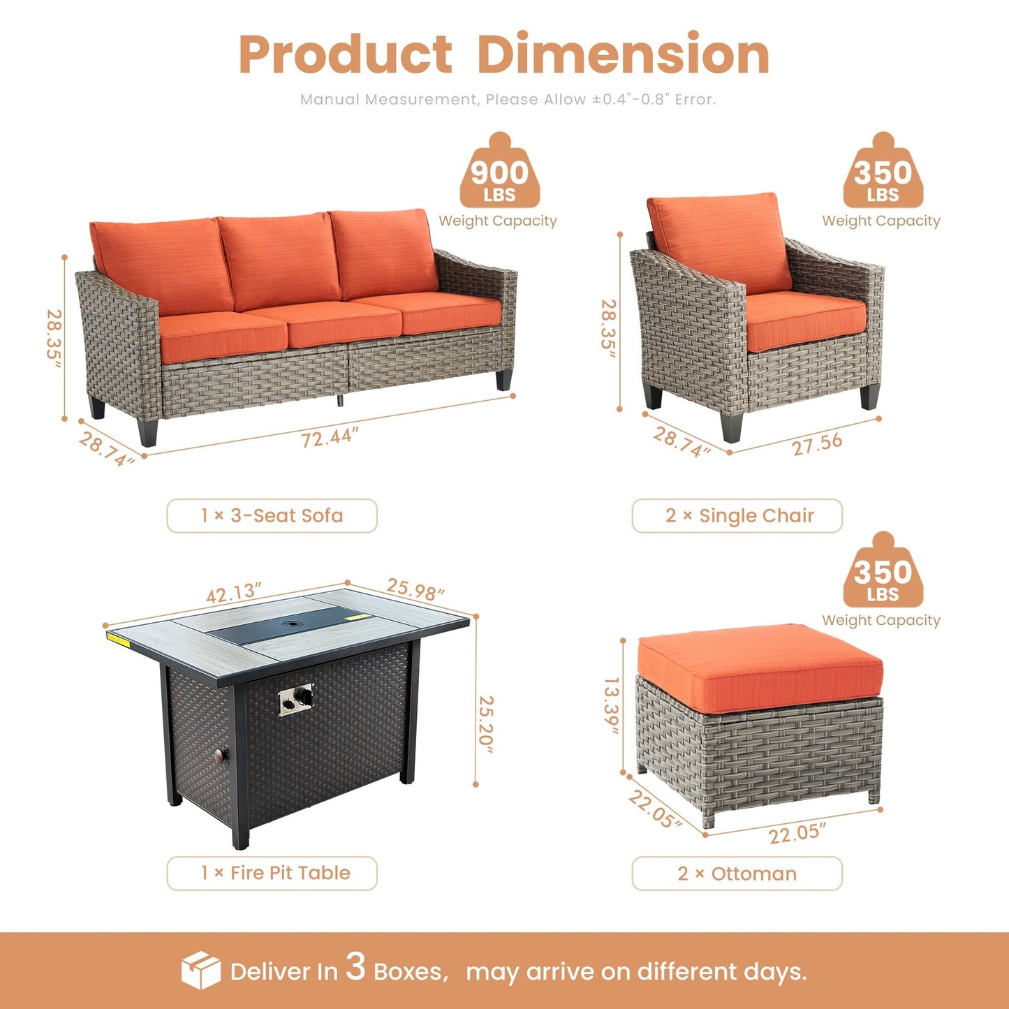 Set di mobili da esterno XIZZI con tavolo da fuoco