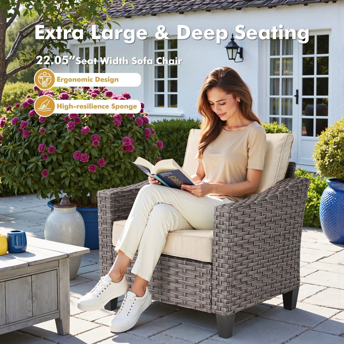 Set di mobili da esterno XIZZI con tavolo da fuoco