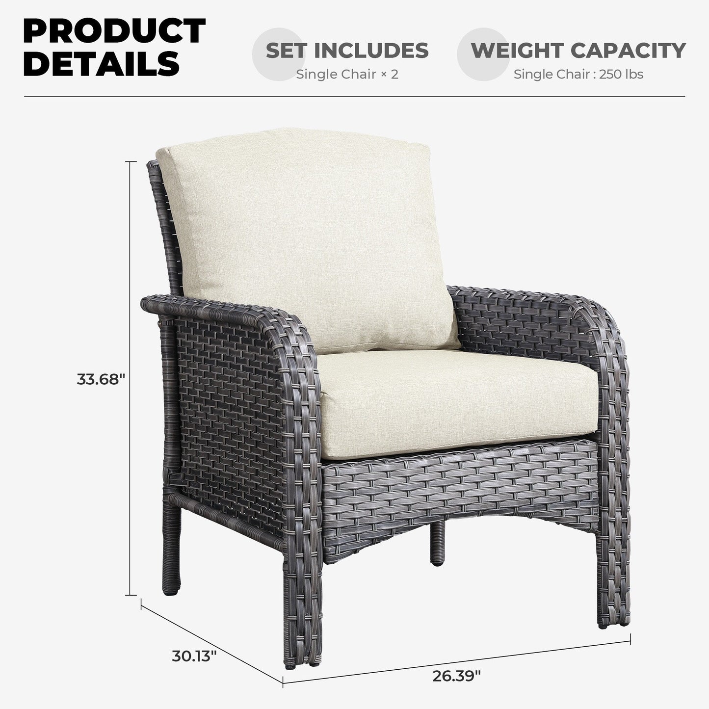 Set di sedie in vimini per esterni XIZZI (set da 2)