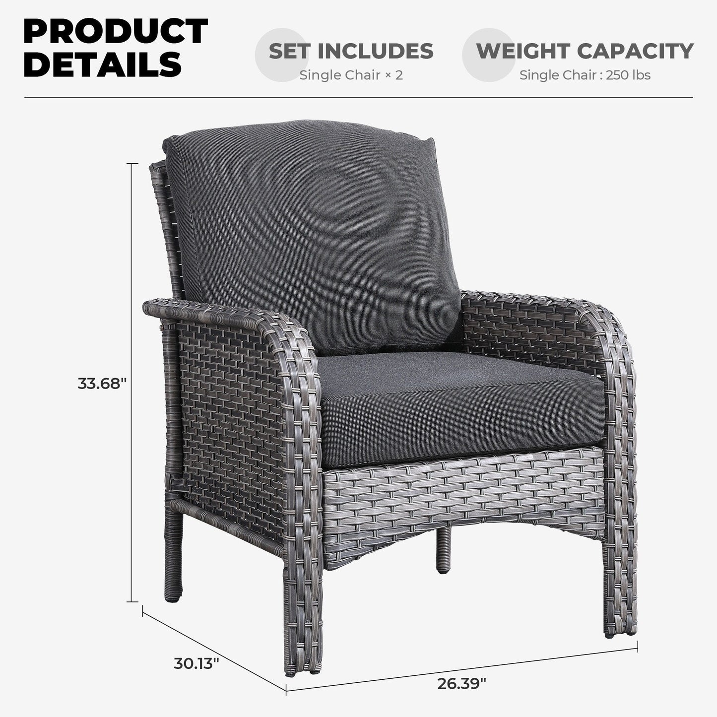 Set di sedie in vimini per esterni XIZZI (set da 2)