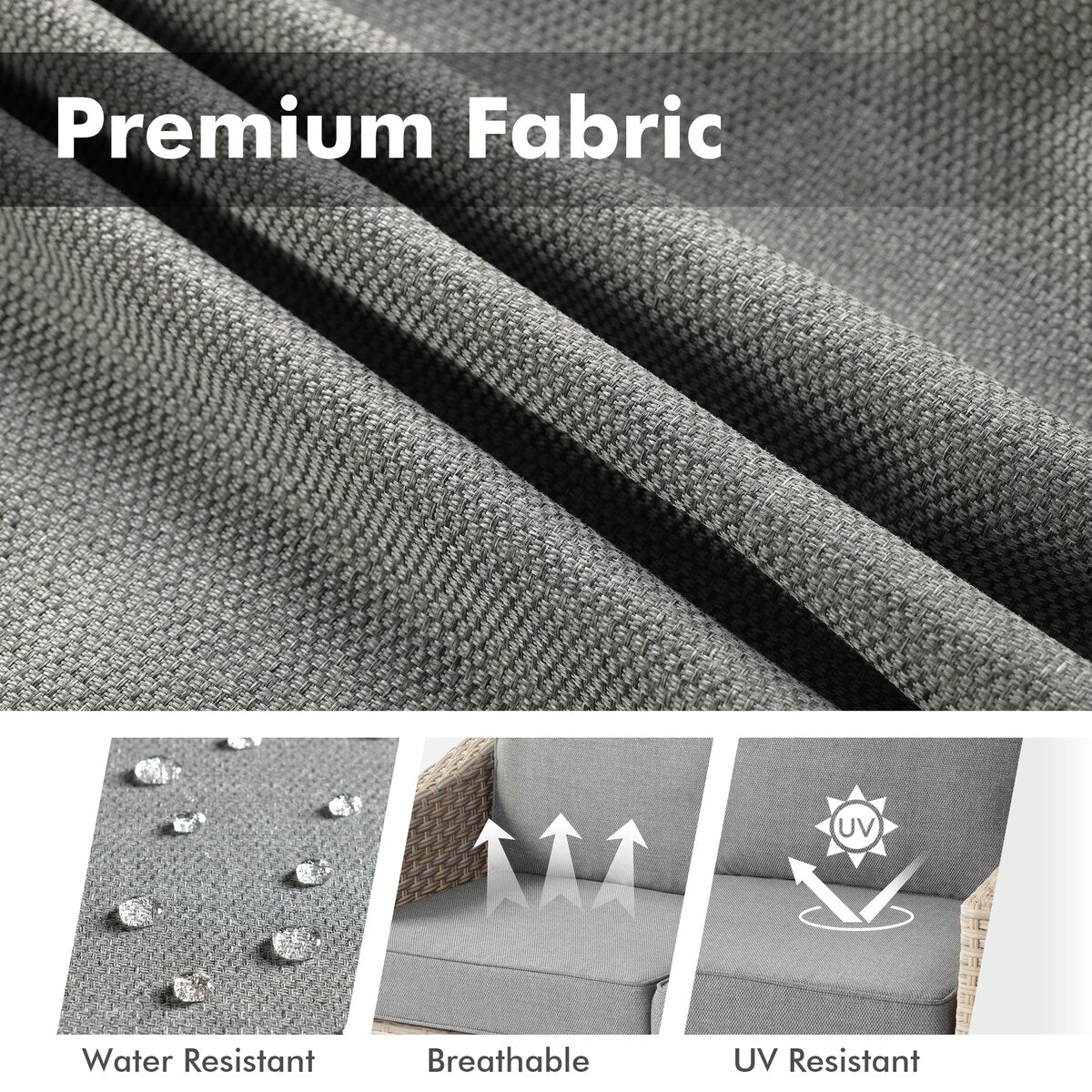 Mobili da giardino in vimini XIZZI da 6 pezzi con braciere a legna