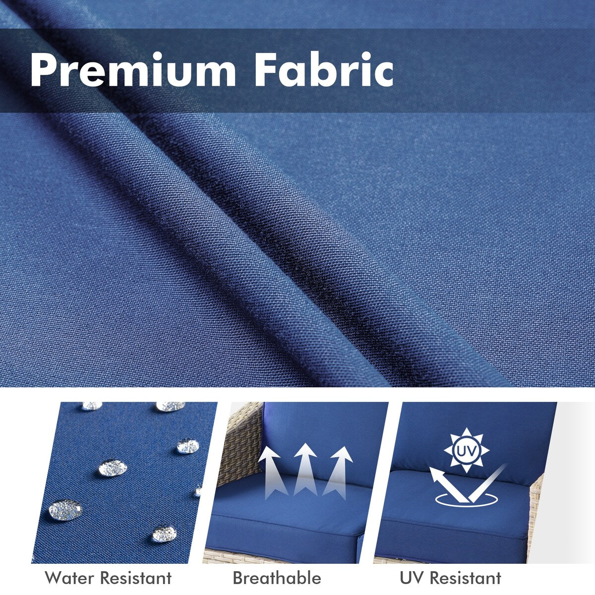 Mobili da giardino in vimini XIZZI da 6 pezzi con braciere a legna