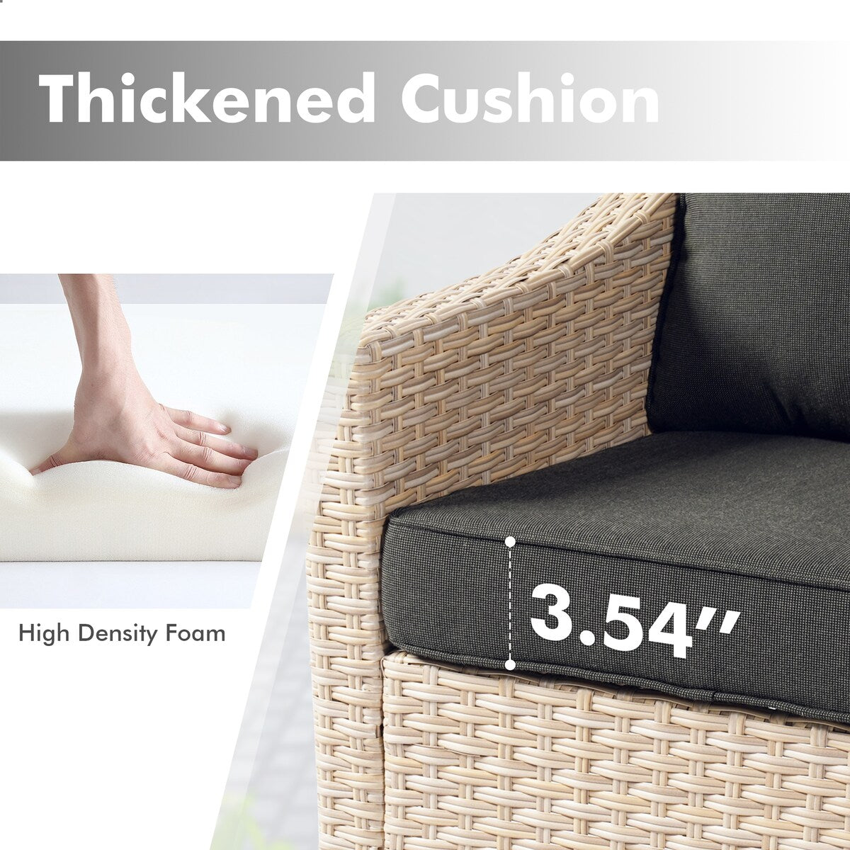 Mobili da giardino in vimini XIZZI da 6 pezzi con braciere a legna