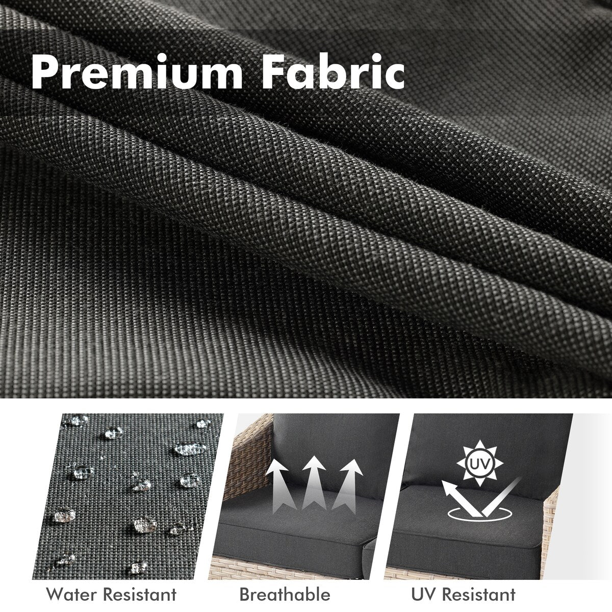 Mobili da giardino in vimini XIZZI da 6 pezzi con braciere a legna