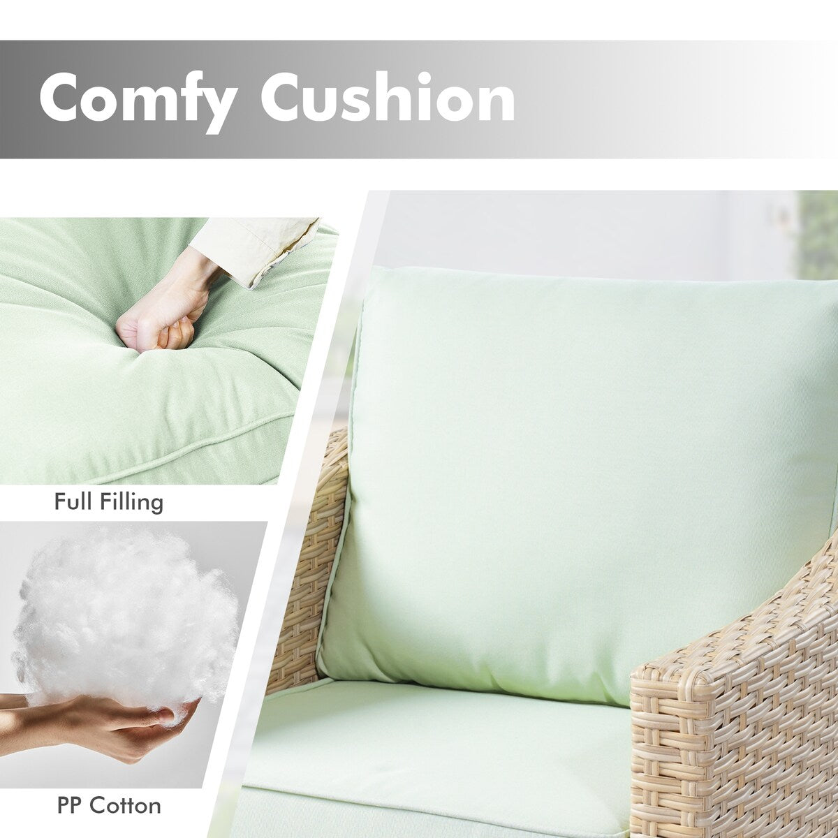 Mobili da giardino in vimini XIZZI da 6 pezzi con braciere a legna