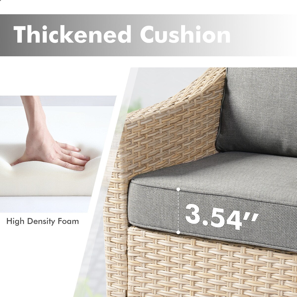 Mobili da giardino in vimini XIZZI da 6 pezzi con braciere a legna