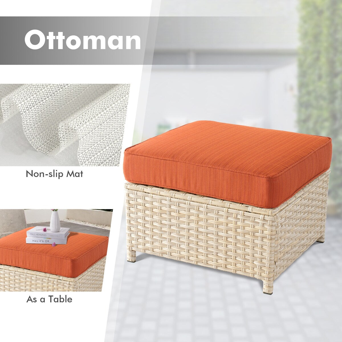 Mobili da giardino in vimini XIZZI da 6 pezzi con braciere a legna