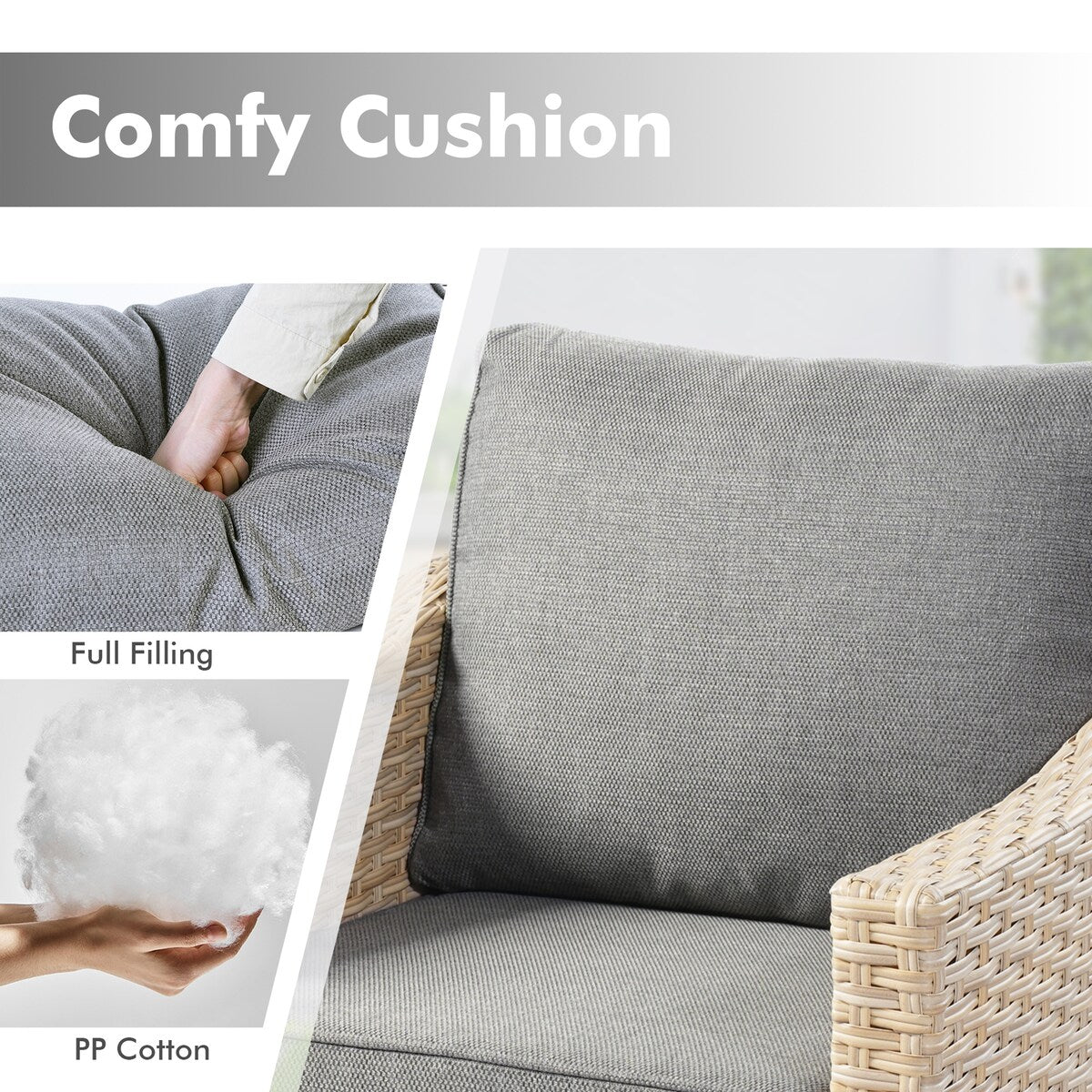 Mobili da giardino in vimini XIZZI da 6 pezzi con braciere a legna