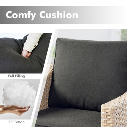 Mobili da giardino in vimini XIZZI da 6 pezzi con braciere a legna