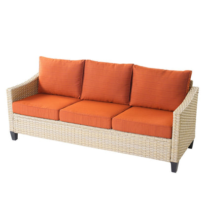 Mobili da giardino in vimini XIZZI da 6 pezzi con braciere a legna