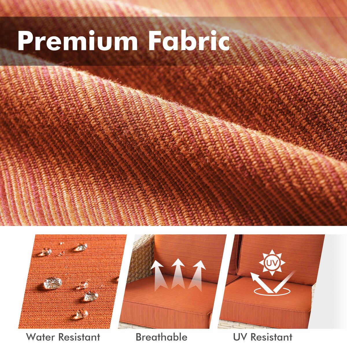 Mobili da giardino in vimini XIZZI da 6 pezzi con braciere a legna