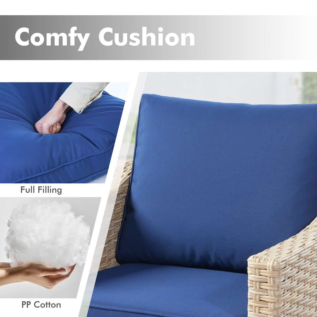 Mobili da giardino in vimini XIZZI da 6 pezzi con braciere a legna