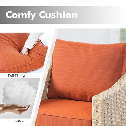 Mobili da giardino in vimini XIZZI da 6 pezzi con braciere a legna