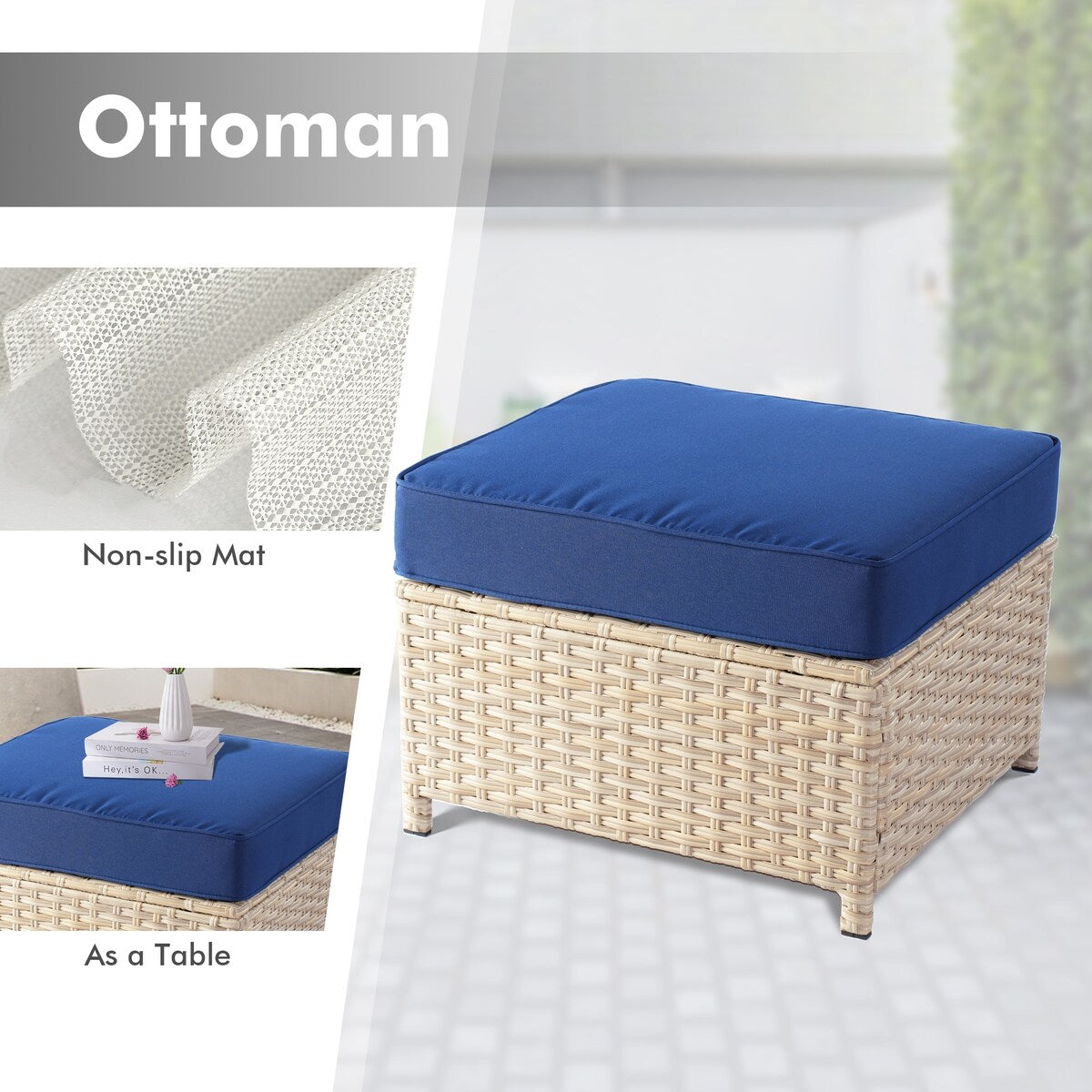 Mobili da giardino in vimini XIZZI da 6 pezzi con braciere a legna