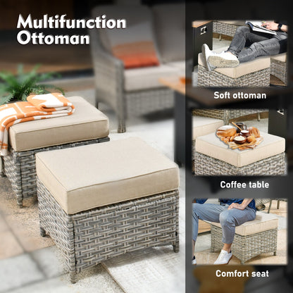 Set di mobili da giardino XIZZI da 8 pezzi, sedie girevoli per esterni in vimini