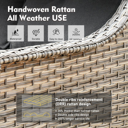 Set di mobili da giardino XIZZI da 8 pezzi, sedie girevoli per esterni in vimini