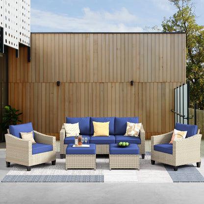 Set di divani da conversazione in rattan e vimini per esterni XIZZI, 5 pezzi