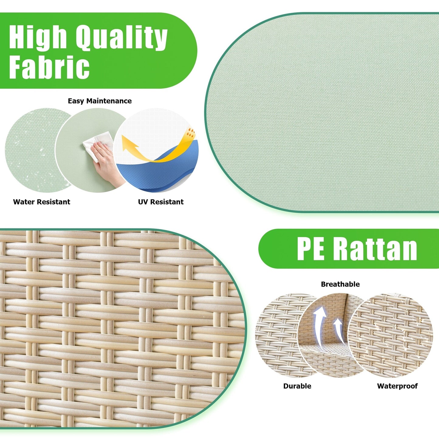 Set di divani da conversazione in rattan e vimini per esterni XIZZI, 5 pezzi