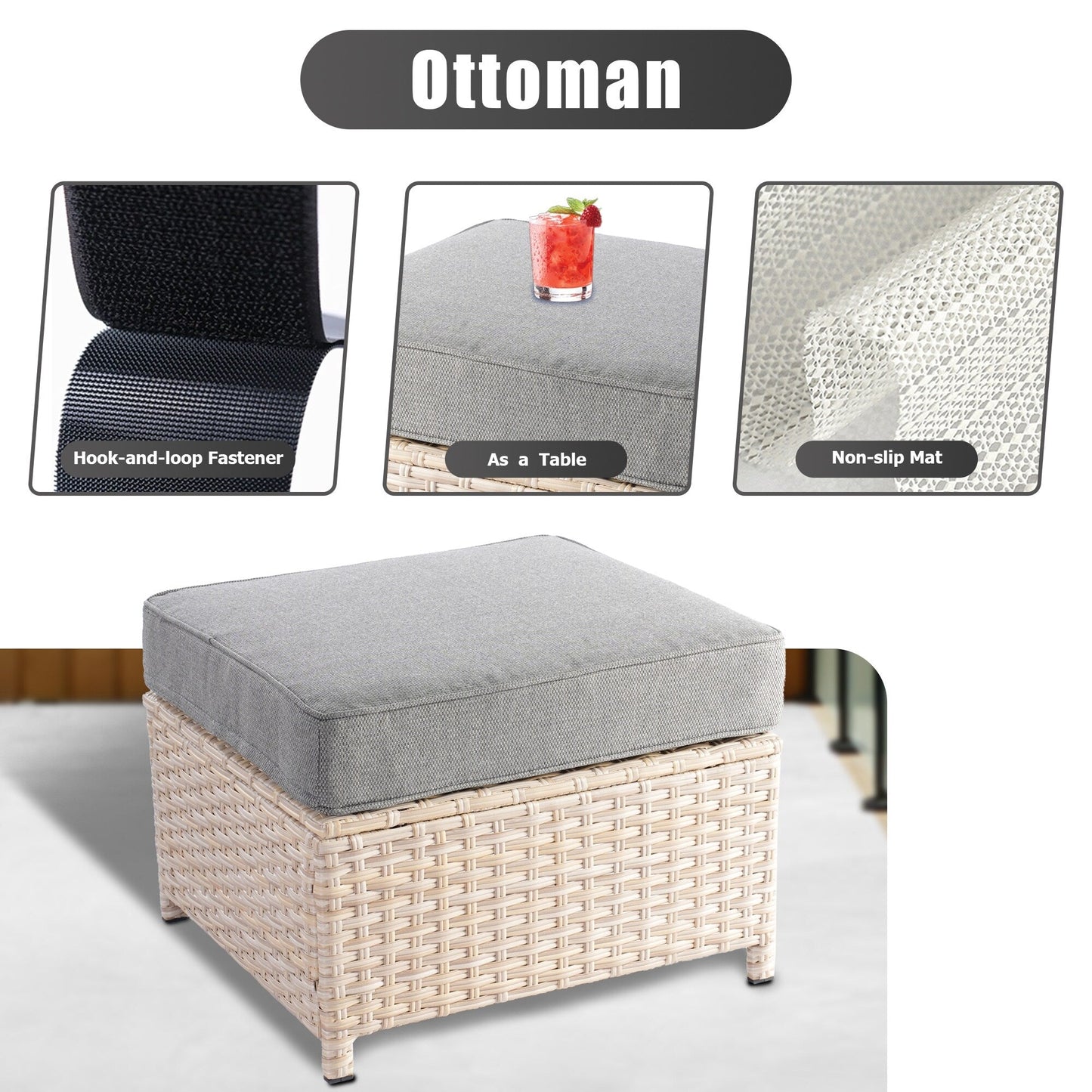 Set di divani da conversazione in rattan e vimini per esterni XIZZI, 5 pezzi