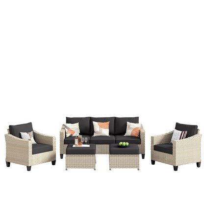 Set di divani da conversazione in rattan e vimini per esterni XIZZI, 5 pezzi