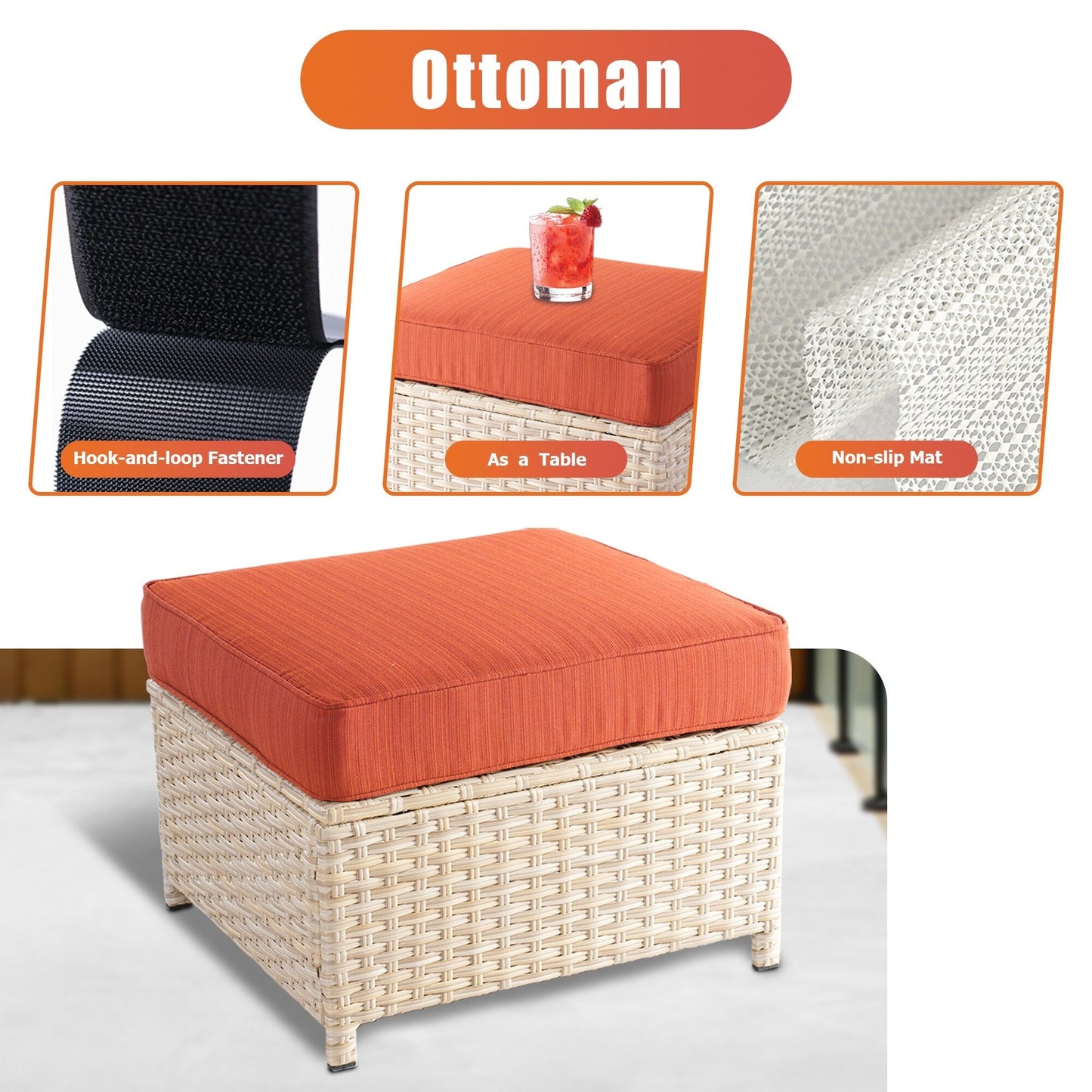 Set di divani da conversazione in rattan e vimini per esterni XIZZI, 5 pezzi