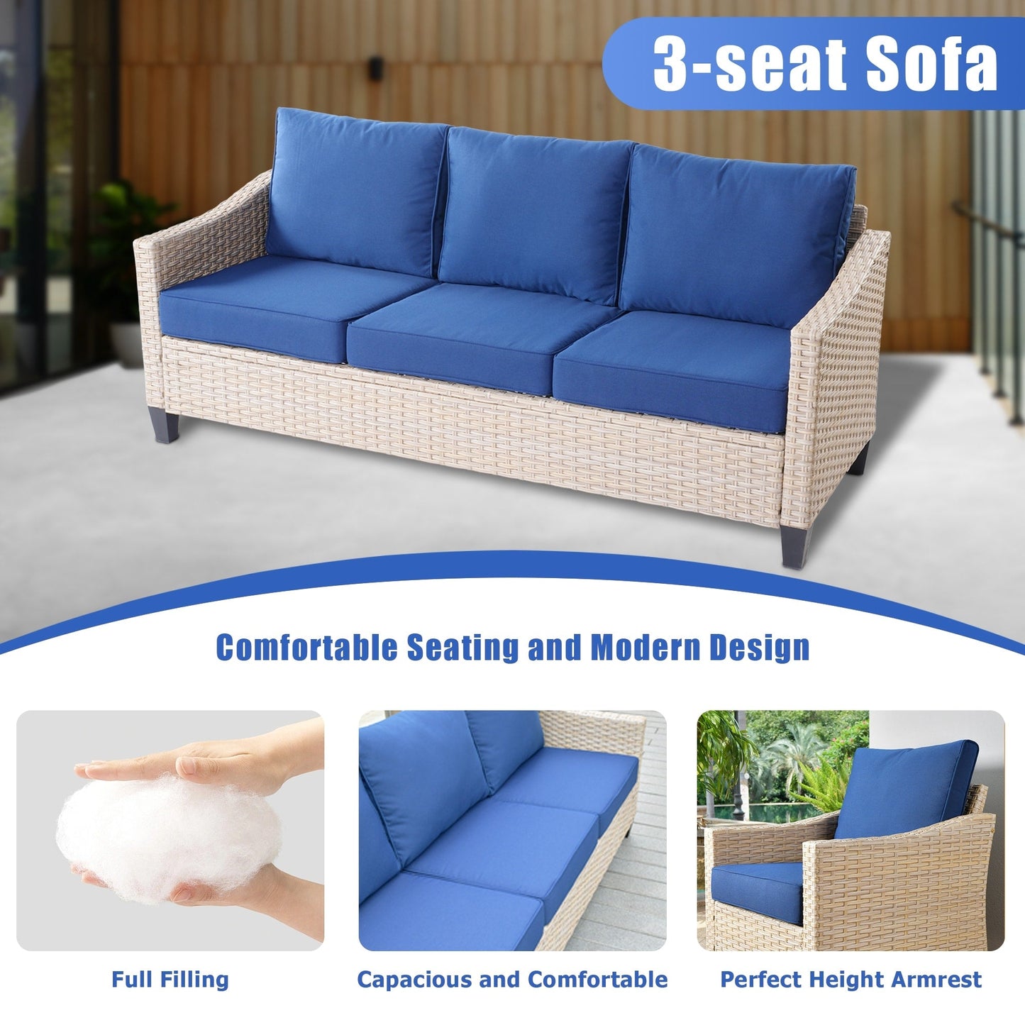 Set di divani da conversazione in rattan e vimini per esterni XIZZI, 5 pezzi