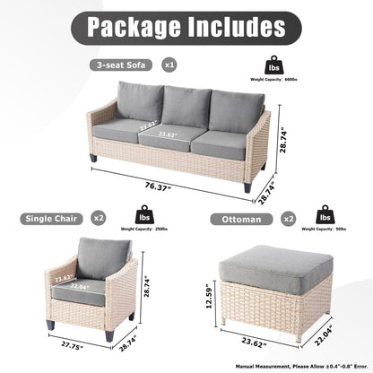 Set di divani da conversazione in rattan e vimini per esterni XIZZI, 5 pezzi