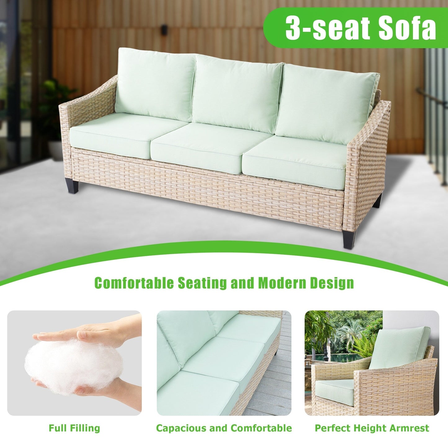 Set di divani da conversazione in rattan e vimini per esterni XIZZI, 5 pezzi