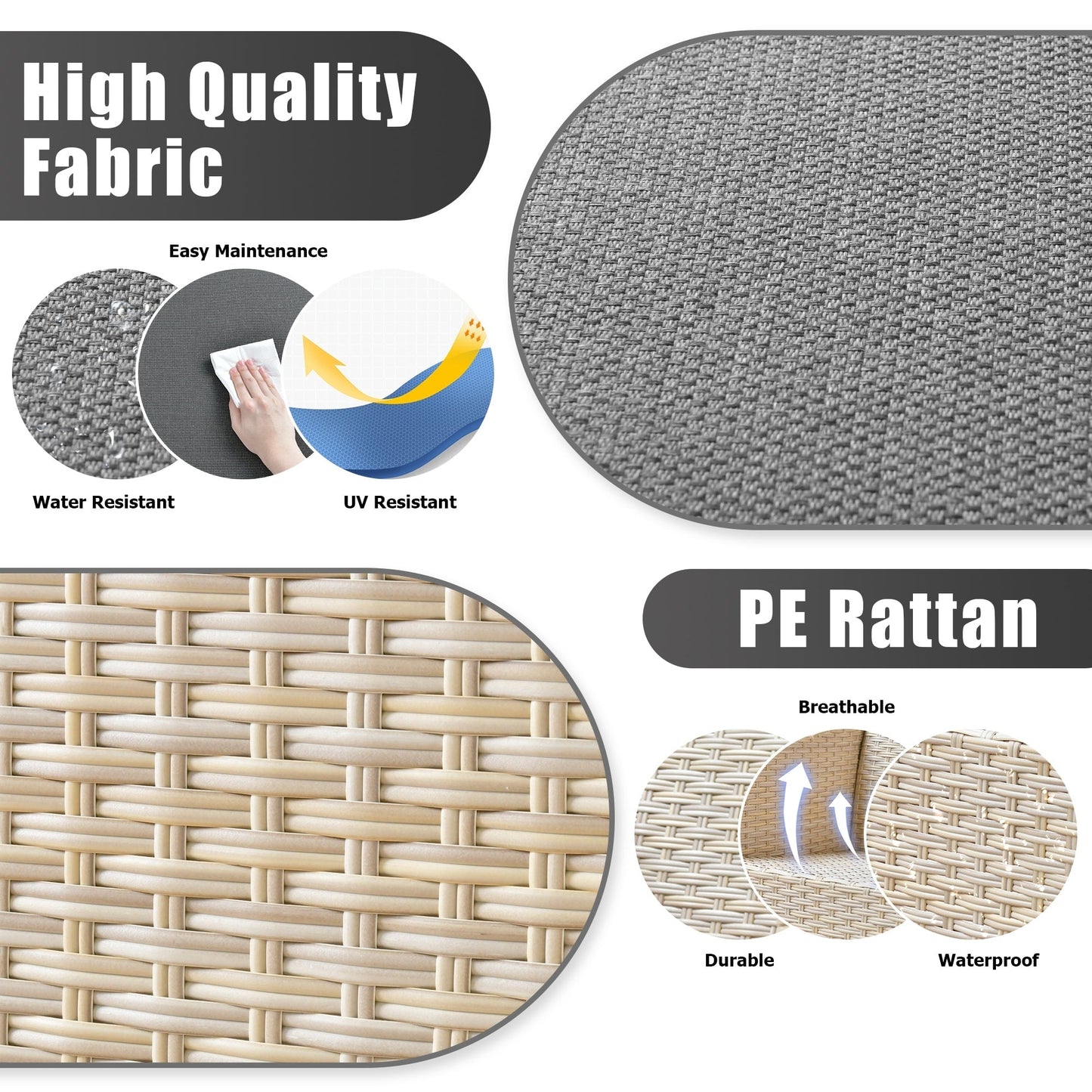 Set di divani da conversazione in rattan e vimini per esterni XIZZI, 5 pezzi