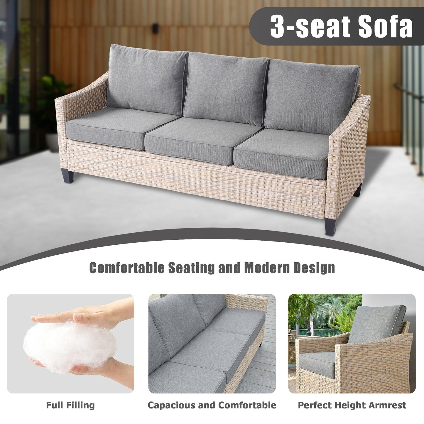 Set di divani da conversazione in rattan e vimini per esterni XIZZI, 5 pezzi