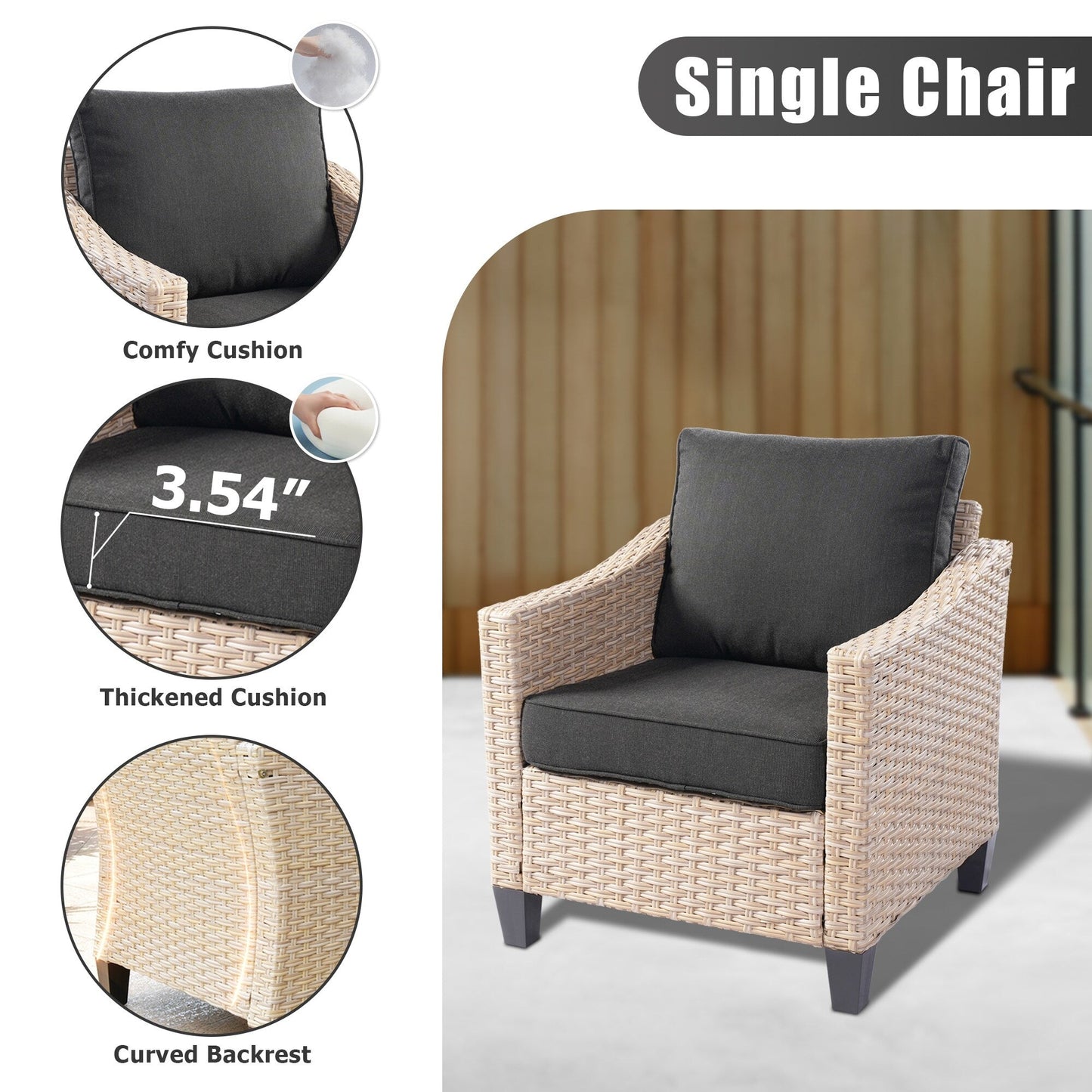 Set di divani da conversazione in rattan e vimini per esterni XIZZI, 5 pezzi