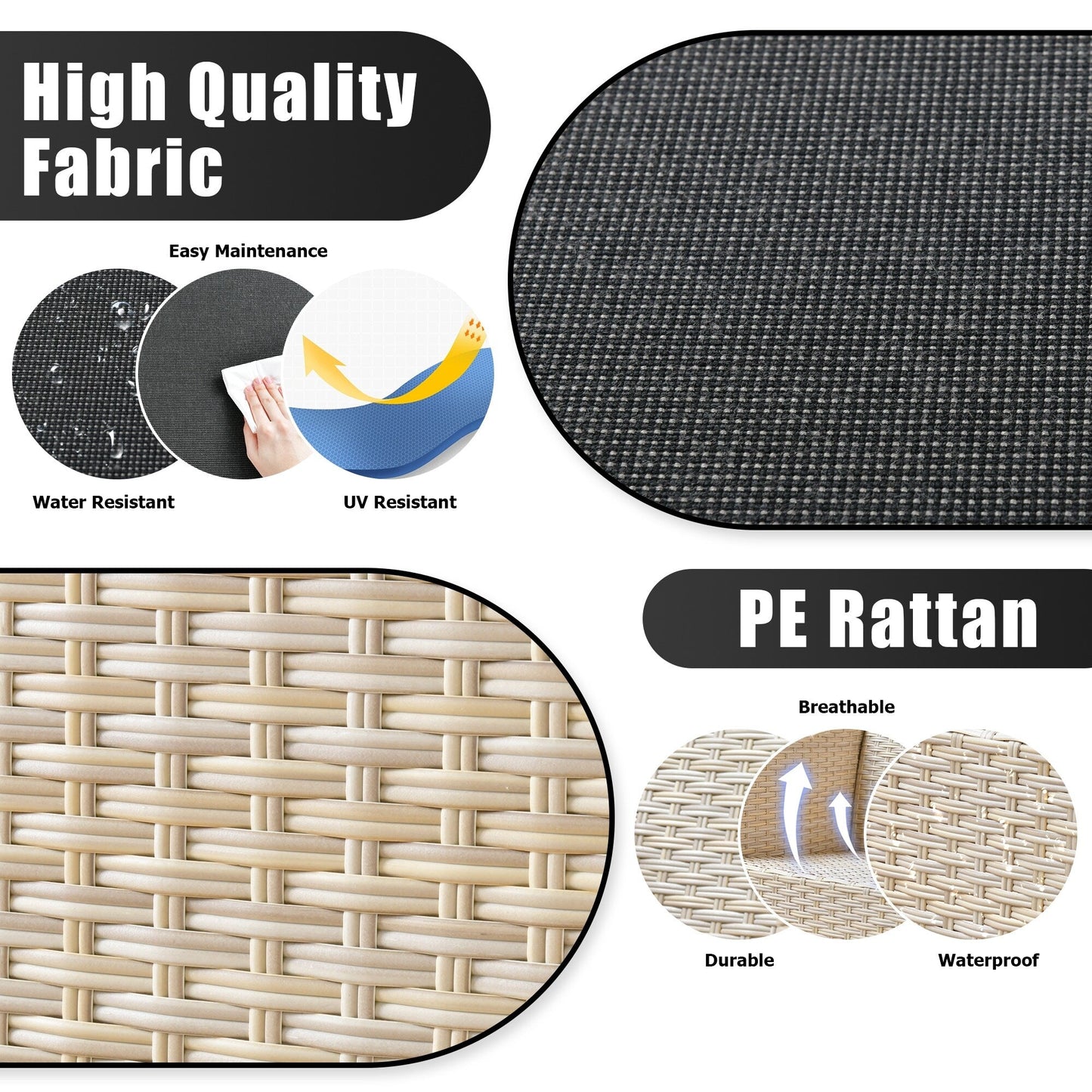 Set di divani da conversazione in rattan e vimini per esterni XIZZI, 5 pezzi