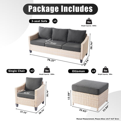 Set di divani da conversazione in rattan e vimini per esterni XIZZI, 5 pezzi