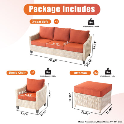 Set di divani da conversazione in rattan e vimini per esterni XIZZI, 5 pezzi